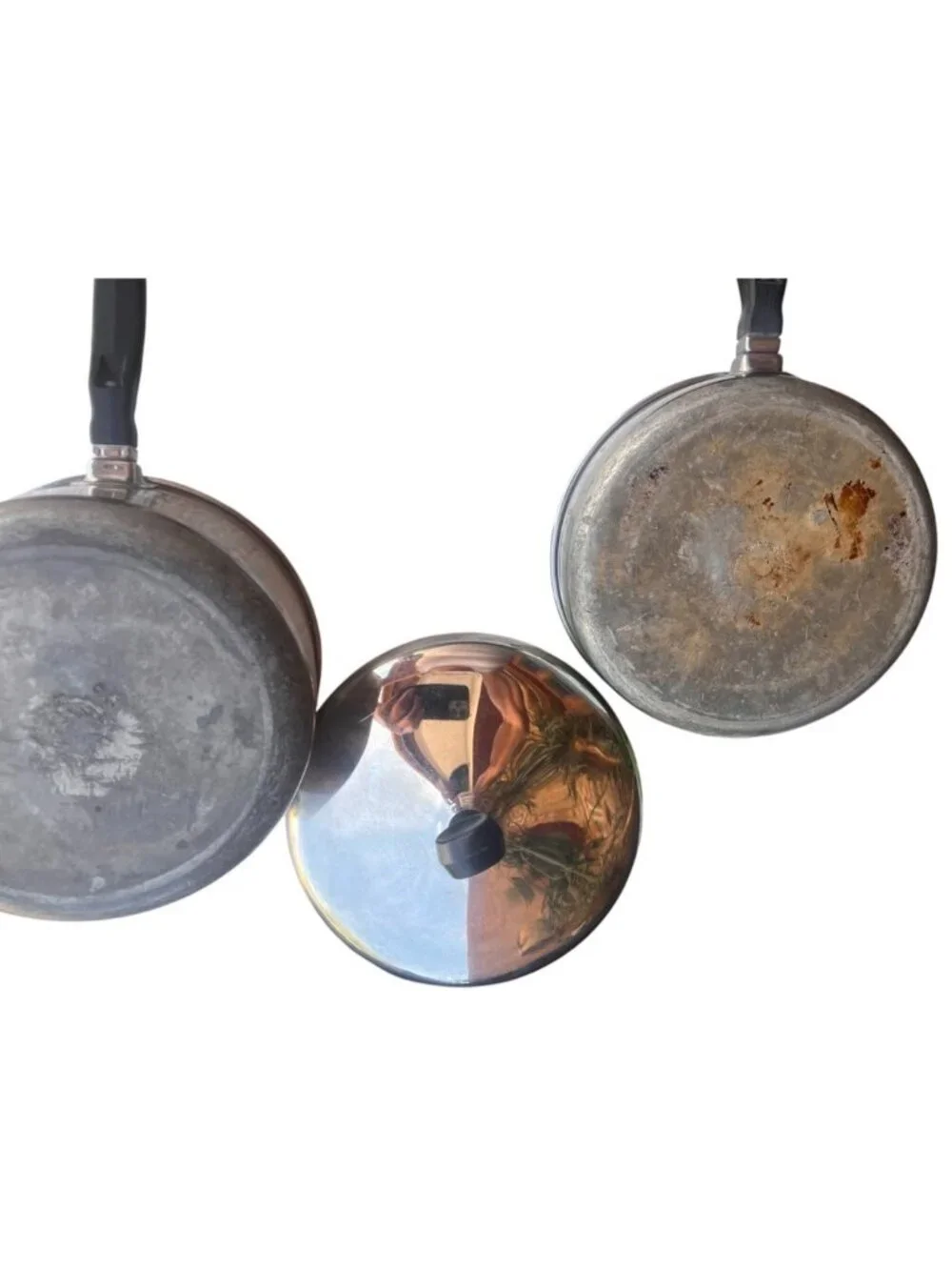 FarberWare Double Boiler Pan Set W/ Lid  2 Quart Aluminum Clad SS Hanging Rings